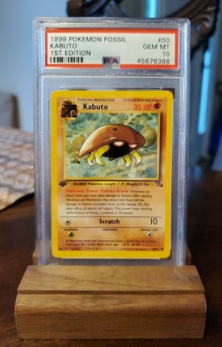 1999 Pokemon Fossil Kabuto - 1st Edition Psa 10 Vintage Gem Card 50 Wotc