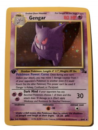 Gengar Holographic 1st Edition 5/64 – Pokémon Card Fossil Set Rare