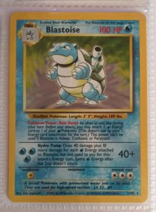 1995 Pokemon Game Holo Holographic Blastoise Water Card 2/102 2 (, Rare)