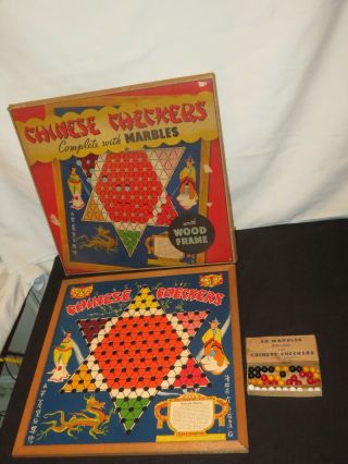 Antique Chinese Checkers Game Whitman Publishing Company Box Wt Marbles