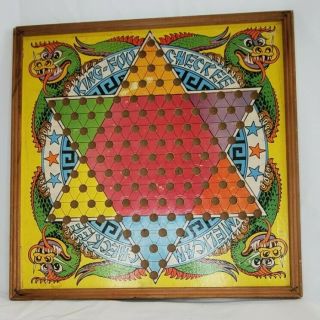 Vintage King - Foo Checkee Chinese Checkers 2 - Sided Board W/ Frame 1938