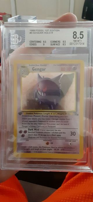1999 Pokemon Fossil Gengar 1st Edition Holo 5/62 Bgs 8.  5 Nm - M Card Old
