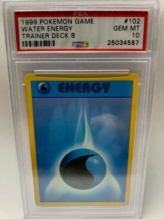1999 Pokemon Psa 10 Water Energy Trainer Deck B Gem 102 Red Back Promo Base