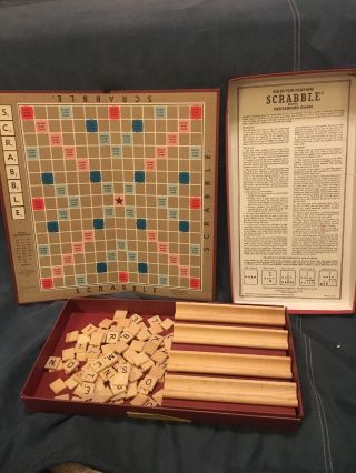 Vintage Scrabble Game 1948 - 1976 Selchow Righter Complete 100 Letter Tiles