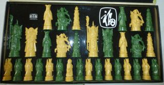 Vintage Asian Themed Chess Set With Folding Storage Case Game Board By Transco