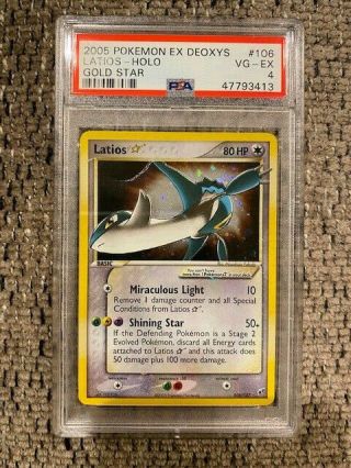 2005 Pokemon Ex Deoxys Latios Gold Star 106/107 Psa 4 Vg Rare Card Shiny Tcg