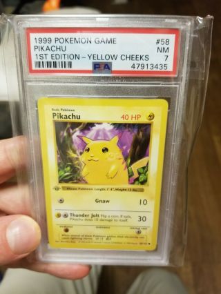 Pokemon Psa 7 Near Pikachu 1st Edition Shadowless Base Set 1999 Card 58