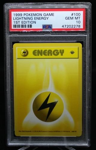 Lightning Energy Psa 10 Gem 1st Ed Base Set Shadowless Pokemon