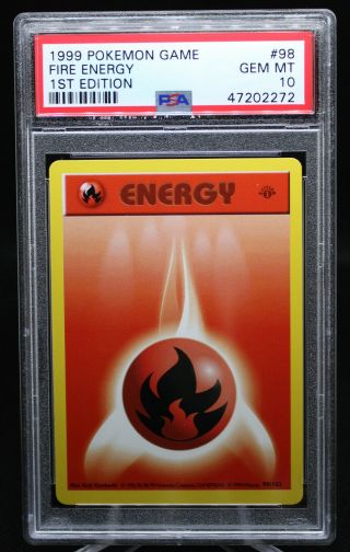 Fire Energy Psa 10 Gem 1st Ed Base Set Shadowless Pokemon