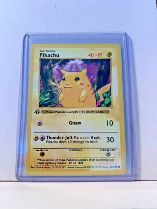 Pokemon Card 1st Edition Pikachu (58/102) Shadowless Base Set Yellow Cheeks