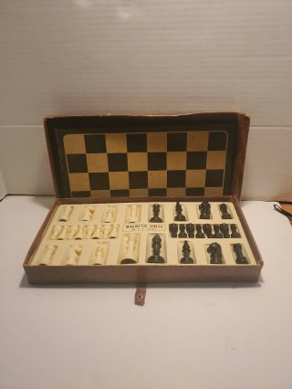 Vintage1945 E.  S.  Lowe Magnetic Travel Staunton Chess Set - Weighted No.  815