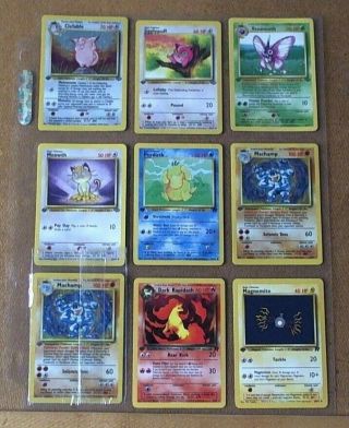 Authentic Pokemon 40 - 1st Edition Vintage Cards W/ Binder Of Vintage Cards