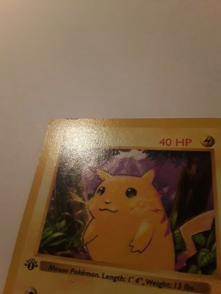 Pokemon Card 1st Edition Pikachu (58/102) Shadowless Base Set Yellow Cheeks Nm