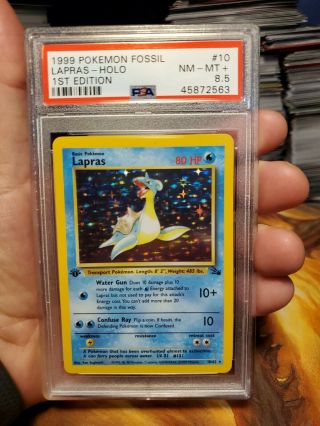 1999 Pokemon Fossil - 1st Edition - Holo - Lapras Psa 8.  5 Nm - Mt,  Card