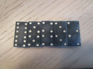 Rare Vintage Slate Mini Dominoes Black Leather Case Germany 3