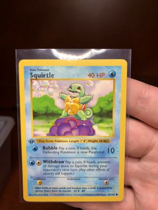 Squirtle 63/102 - Pokemon Base Set 1st Edition Shadowless - Nm/mint