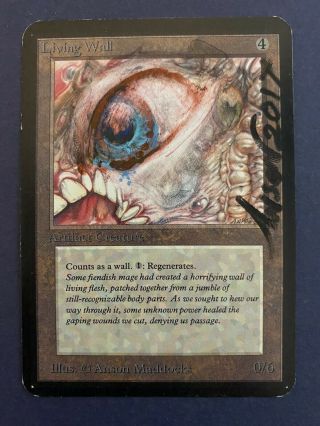 Mtg Magic The Gathering Living Wall - Alpha - Signed & Altered By Anson Maddocks