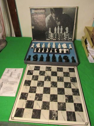 Vintage Renaissance Chessmen Chess Set 1959 Es Lowe 831 Felted Base Complete