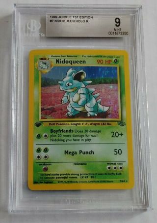 1st Edition Nidoqueen Holo Rare 1999 Wotc Pokemon Card Jungle Beckett Bgs 9