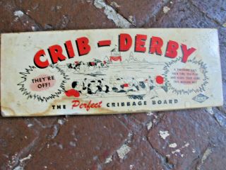 Vintage Crib - Derby By Lowe Hard Plastic Perfect Cribbage Board W Instructions