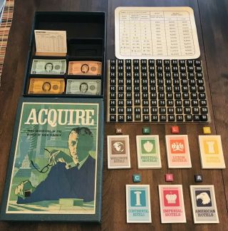 Vintage 1968 Avalon Hill Acquire High Finance Adventure Bookshelf Game Complete