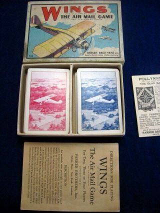 Antique Vtg Parker Brothers Card Game 739 Wings Air Mail Complete Aerial Views