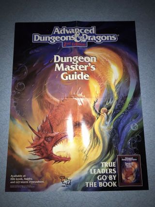 1989 Dungeons And Dragons Ad&d Store Promo Poster Masters Guide 16x21 Ex - Nmt