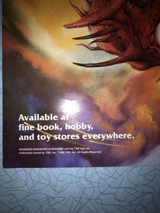 1989 Dungeons and Dragons AD&D Store Promo Poster Masters Guide 16x21 EX - NMT 2