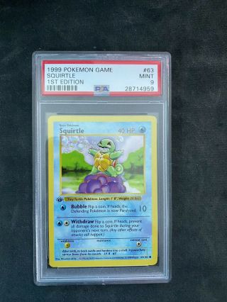 Pokemon Card - Psa 9 1st Edition Shadowless Squirtle - Base Set - 63/102