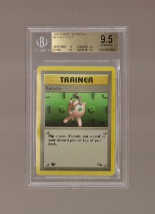 1999 Pokemon Fossil Recycle Trainer 1st Edition Bgs 9.  5 Gem High Subs Pop 1