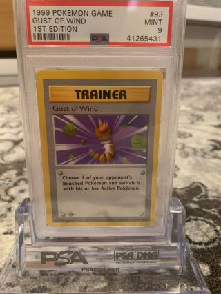 Psa 9 1st Edition Non - Holo Gust Of Wind Base Set Pokemon Card 93/102 Shadowless