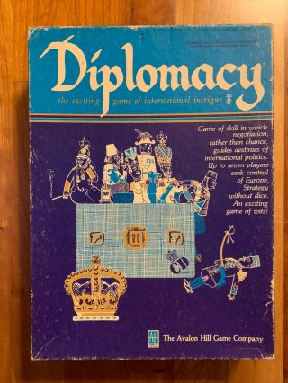 1976 Avalon Hill Diplomacy Board Game 2nd Edition.  100 Complete.