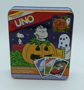 Peanuts The Great Pumpkin Charlie Brown Halloween Uno Collectable Tin Card Game