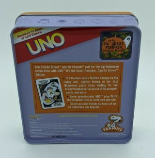Peanuts The Great Pumpkin Charlie Brown Halloween UNO Collectable Tin Card Game 2