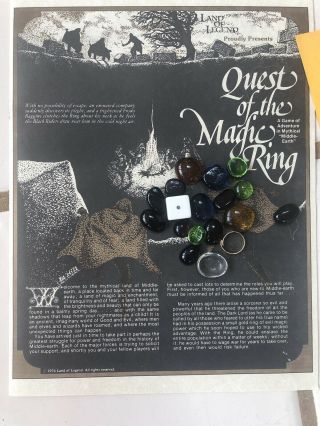 Quest Of The Magic Ring Vintage 1975 Land Of Legend Board Game Lord Of The Rings