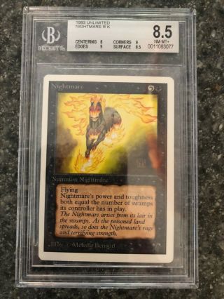 Mtg Magic The Gathering Unlimited Edition Nightmare Bgs 8.  5 Mt - Mt,