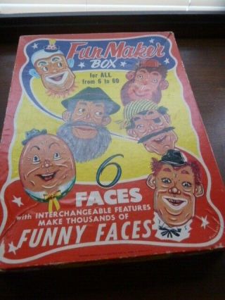 Vintage Funny Face Fun Maker Box Dated 1954 - Unique