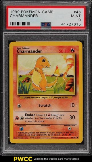 1999 Pokemon Game Charmander 46 Psa 9
