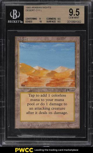 1993 Magic The Gathering Mtg Arabian Nights Desert C11 L Bgs 9.  5 Gem