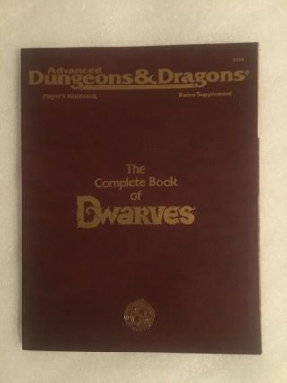 Complete Book Of Dwarves Ad&d Tsr 1991