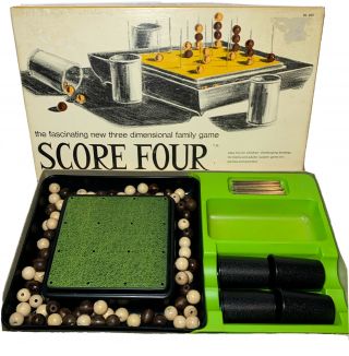 Score Four Vintage Board Game 1971 Lakeside Strategy Wood Ball Peg Box Age 5,