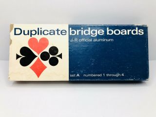 " J.  R.  Official " Vintage Aluminum Duplicate Bridge Boards Seta1/2/3/4 Rare Ae00206