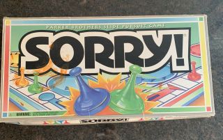 Sorry Parker Brothers Slide Pursuit Board Game Vintage 1992