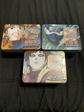 Set Of 3 Naruto Shippuden Ccg Collectible Trading Card Game Series 4 Tins