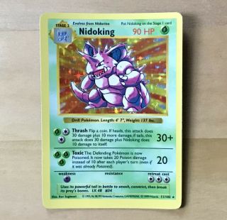 1999 Pokemon Base Set Shadowless Edition Nidoking Holo Rare Card 11/102 Ex Nm
