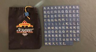 1998 Scrabble 50th Anniversary Blue W/gold Letters Wood Tiles