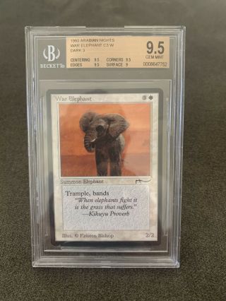 Mtg Arabian Nights War Elephant Bgs 9.  5 Gem Magic Card