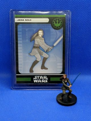 Star Wars Miniatures Jaina Solo Figure & Card 2006 54 Vr Champions Of The Force