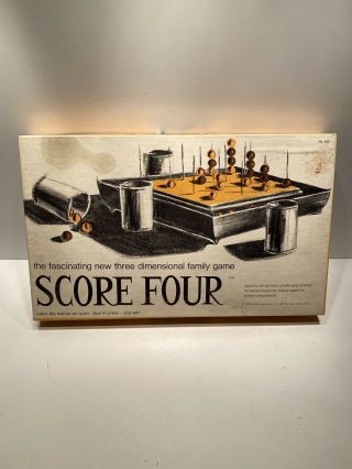 Vintage 1968 Score Four 3 - D Strategy Family Game By Funtastic Complete