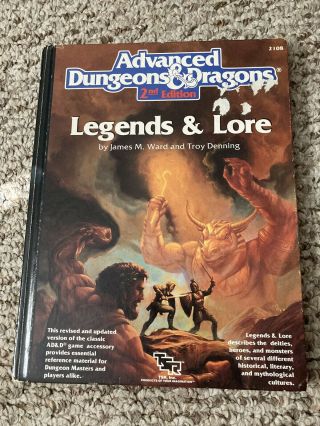Legends And Lore - Advanced Dungeons & Dragons 2nd Edition Ad&d 2e - Tsr